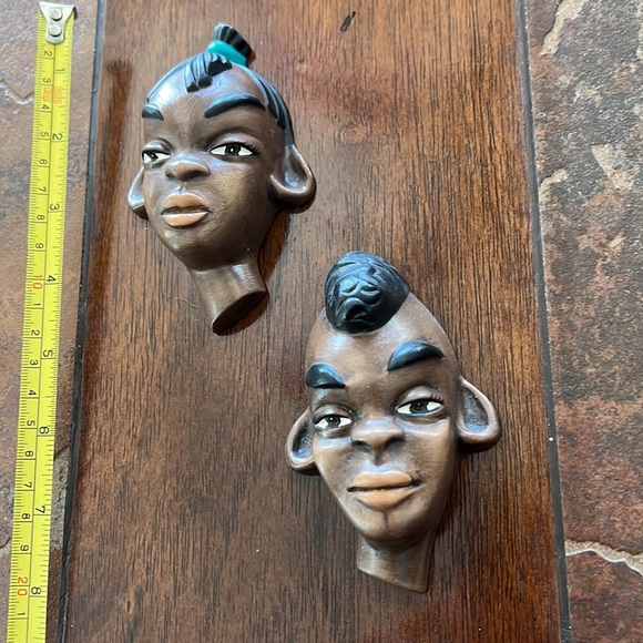 Vintage Black Ceramic Woman & Man Wall Hangings - Picture 3 of 8